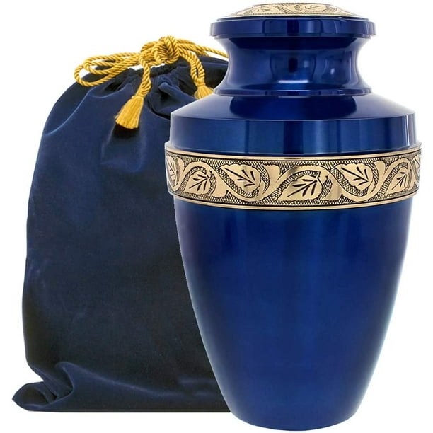 Trupoint Memorials Majestic Extra Large Urn for Human Ashes - A Warm and  Loving Urn for Human Up to 300 Pounds - w Velvet Bag - Grecian Blue 