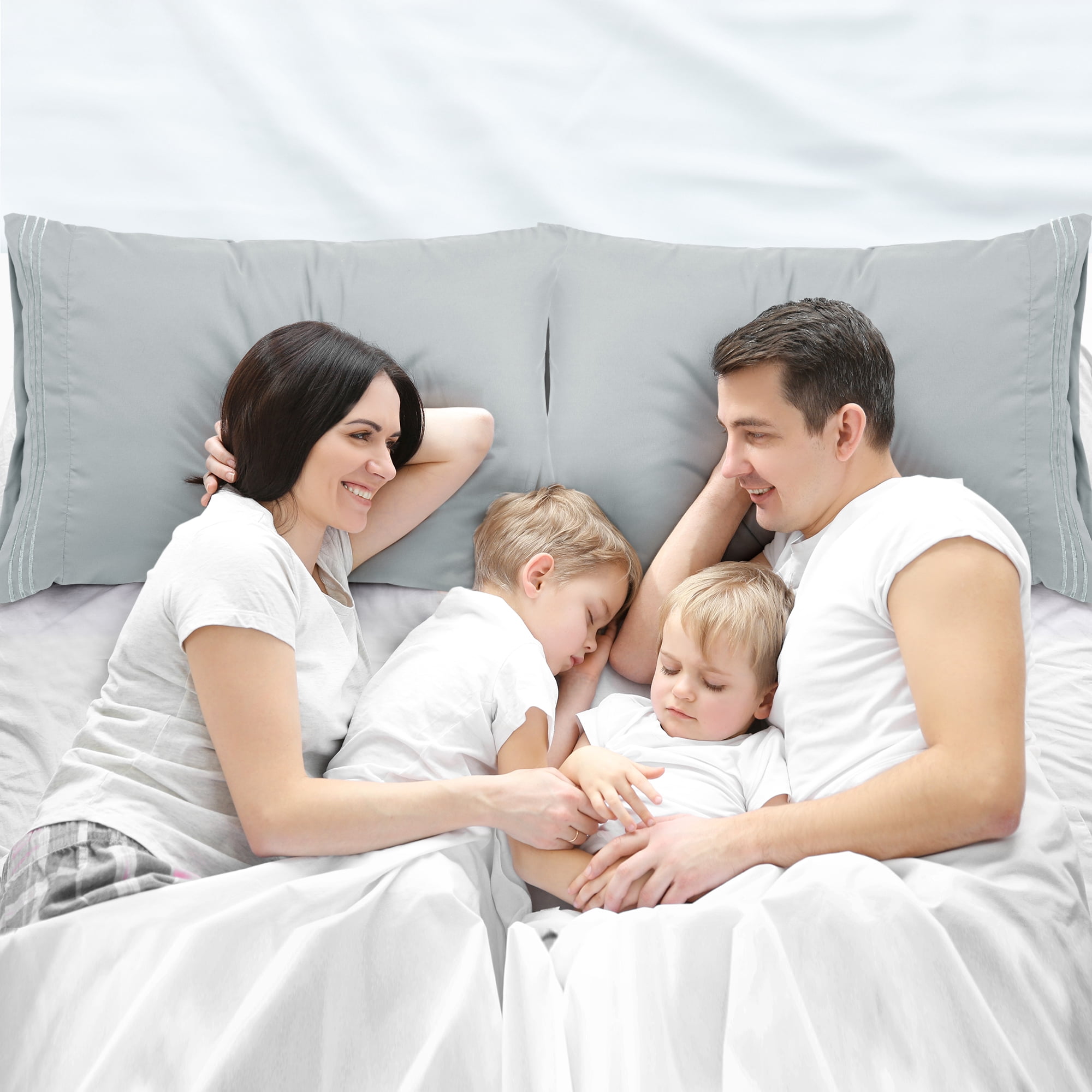 Unique Bargains Polyester Microfiber Soft With Zipper Pillowcases 2 Pcs Light Gray King
