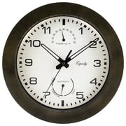 Equity by La Crosse 29005 10" Indoor/Outdoor Analog Quartz Temp and Humidity Wall Clock, Brown