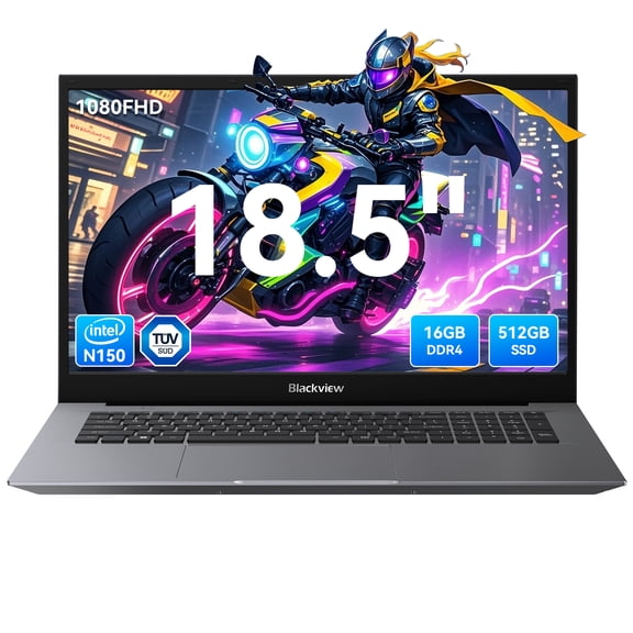 Blackview 18.5 inch Laptop Computer Intel Alder Lake N150 16GB RAM 512GB M.2 SSD Windows 11 Pro 1080FHD Laptop,2MP Camera,8000mAh Large Battery Laptop