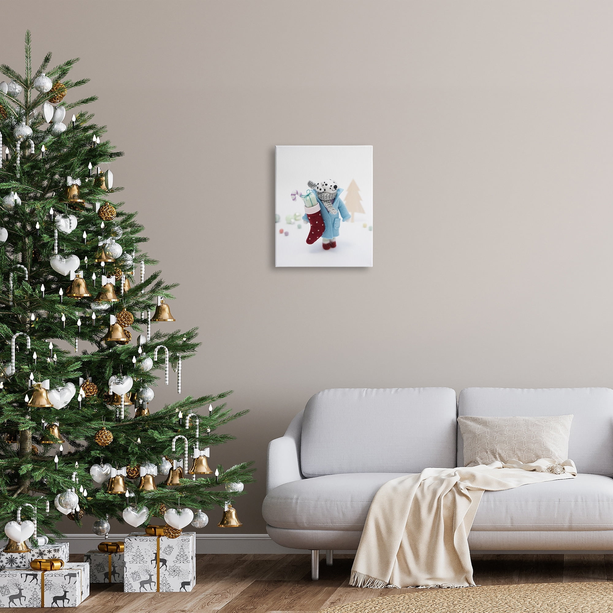 Stupell Industries Dalmatian Christmas Stocking Scene Holiday Photography Gallery Wrapped Canvas Print Wall Art