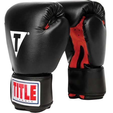 - Title Boxing Classic Hook and Loop Vinyl Training Boxing Gloves - Black/Red