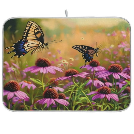 

Dish Drying Mat 18 x 24 Highly Absorbent Microfiber for Dishes Utensils A Group Of Butterflies