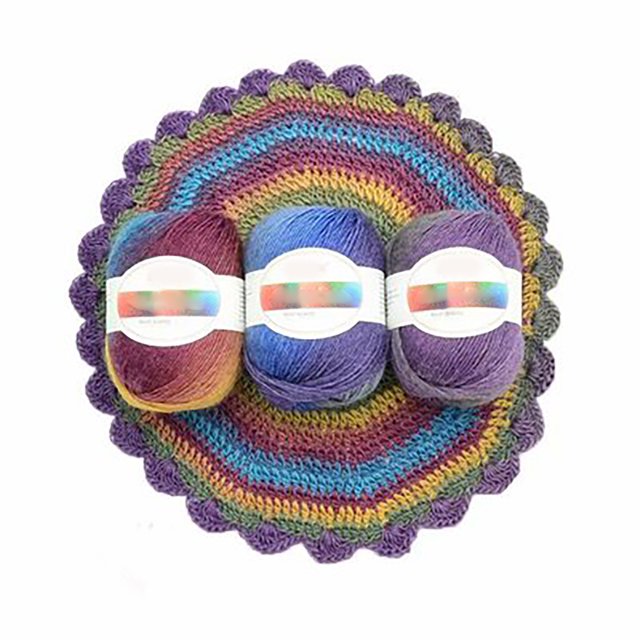 Wiueurtly Clearance Dyed Rainbow Wool Thread Handmade Diy Crochet Fine Shawl Hat Scarf Woolen Thread