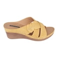 thumbnail image 2 of GC Shoes Womens Open Toe Memory Foam Wedge Sandals, Summer Platform Heels, Low Heeled Crossover Strap Slides, Dorty/Yellow/6, 2 of 5