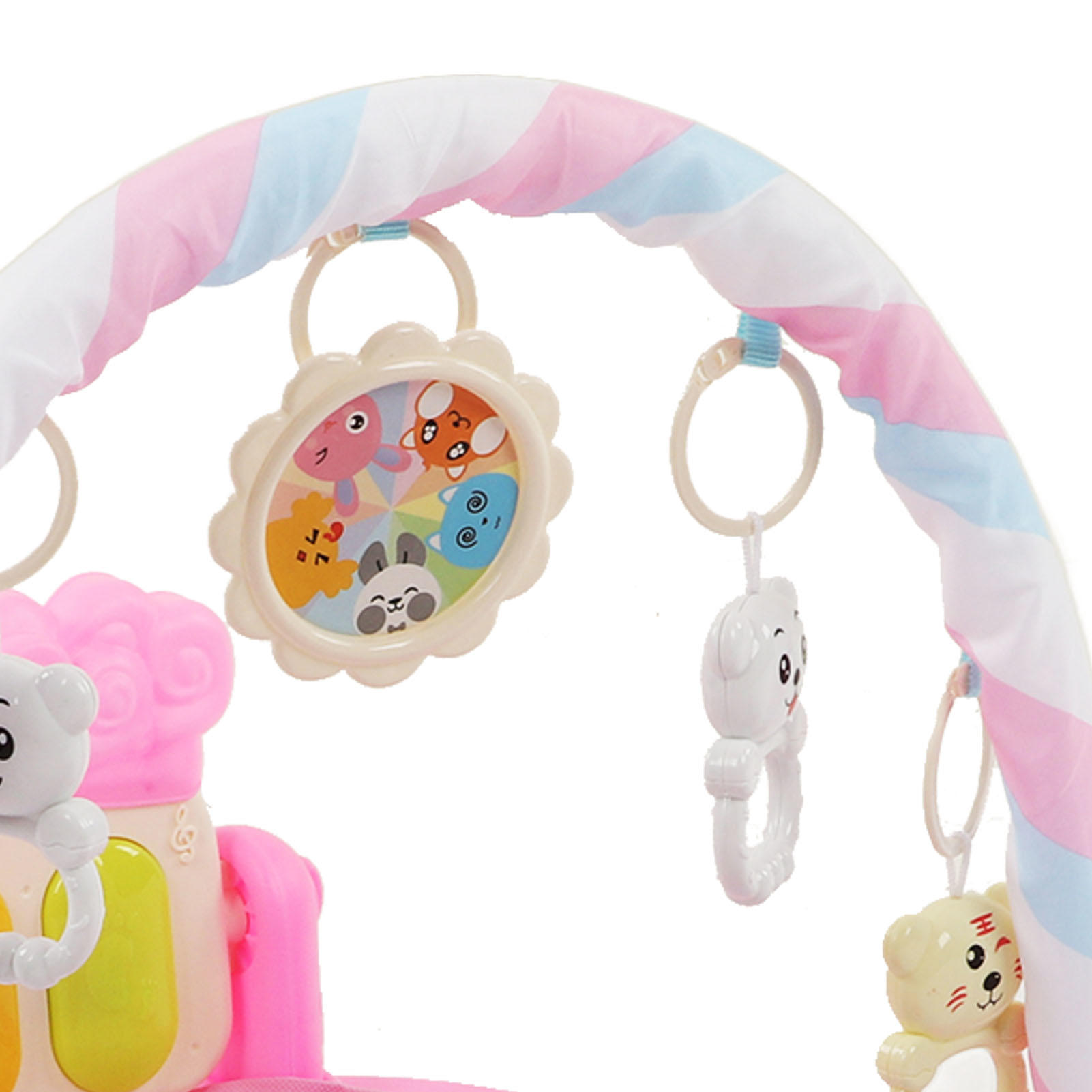 LAZIOEGR Pink Baby Gym Play Mat for Newborns & Toddlers - Multi-Color Sensory Learning Mat with Kick Piano, Rattles, Soft Light & Sound