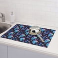 thumbnail image 6 of Honeii Skull Flower Blue print Super Absorbent Coffee Bar Mat Hide Stain Coffee Maker Mat for Countertops Coffee Pot Dish Drying Mat for Kitchen Counter, 6 of 7