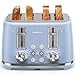 thumbnail image 3 of LONGDEEM Grille-Pain 4 Tranches, Acier Inoxydable Style Rétro, Fente Large Grille-Pain à Bagels, Commandes Indépendantes Doubles, Plateau Ramasse-Miettes Amovible, Facile à Nettoyer, 6 Réglages de Brunissage, Réchauffage et Décongélation, Bleu, 3 of 4