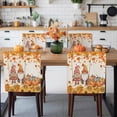thumbnail image 3 of Pumpkin Gnome Chair Covers Set of 6 Sunflower Maple Leaf Fall Thanksgiving Retro Chair Back Covers Stretch Removable Washable Slipcovers Protector for Dining Room Kitchen Party Decor, 3 of 5