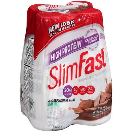 SlimFast High Protein Ready-to-Drink Creamy Milk Chocolate Meal Replacement Shake, 4 Pack