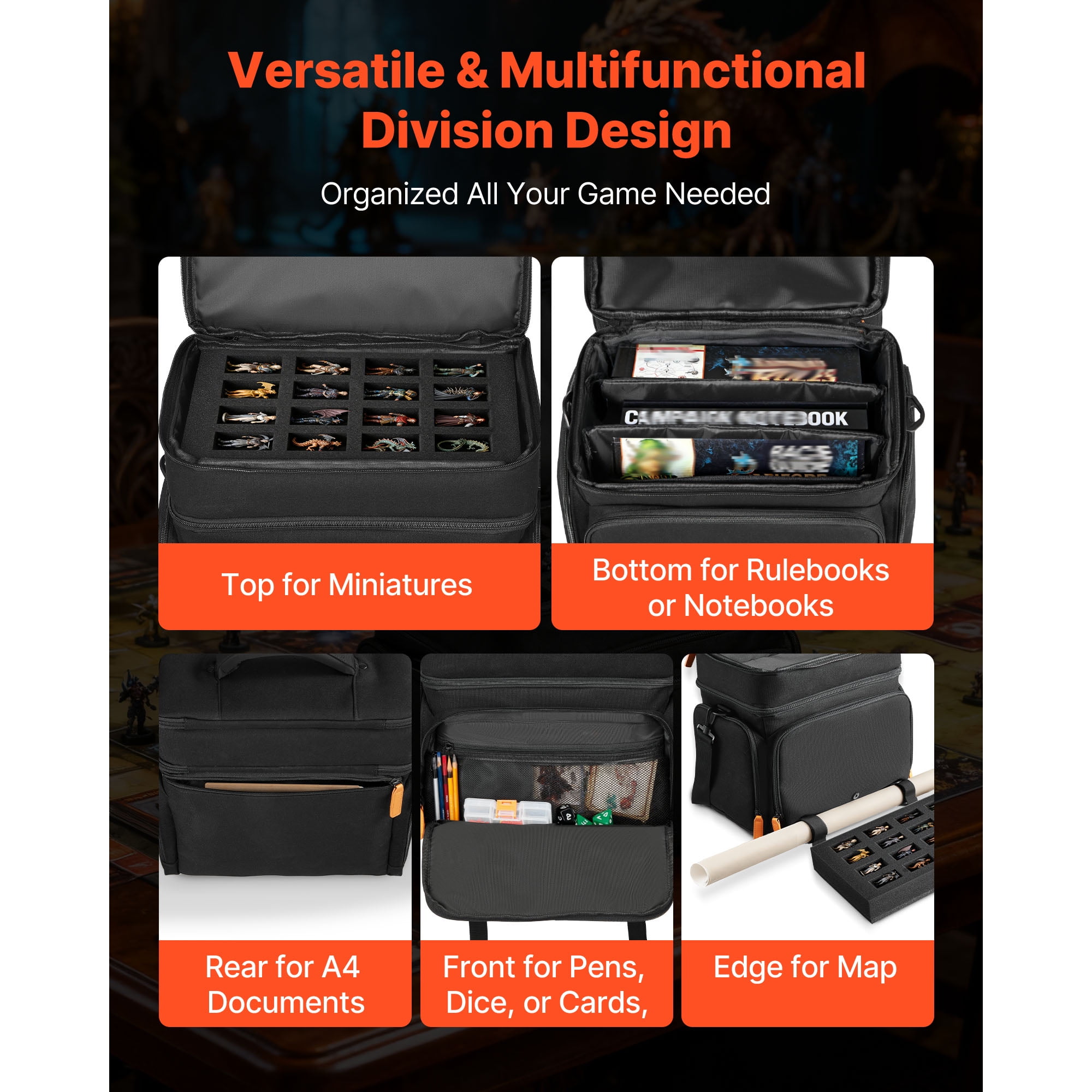 KFFKFF Miniature Storage and Transport Bag, Holds 16 Infantry Figures, Carrying Case with Handle & Adjustable Shoulder Strap, Includes Foam Layer for Ample Storage (Figures Not Included)