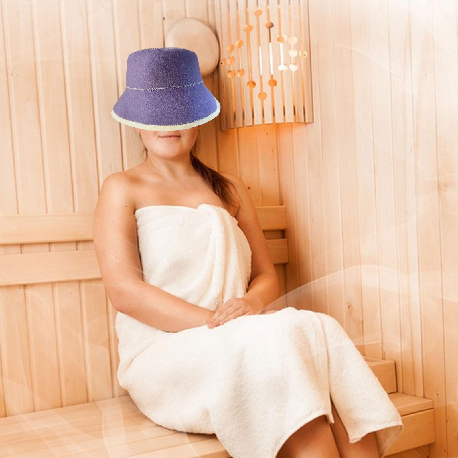 oshhni Felt Cloth Sauna Hat Bath Accessories Sauna Cap for Bath House Men Women SPA Purple