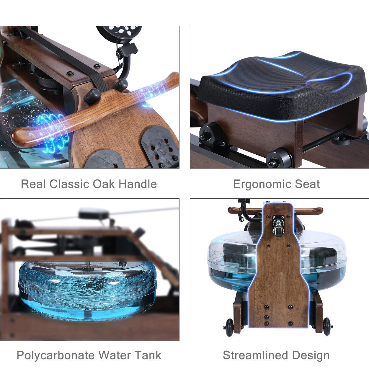 TRUNK Foldable Solid Wood Water Rowing Machine