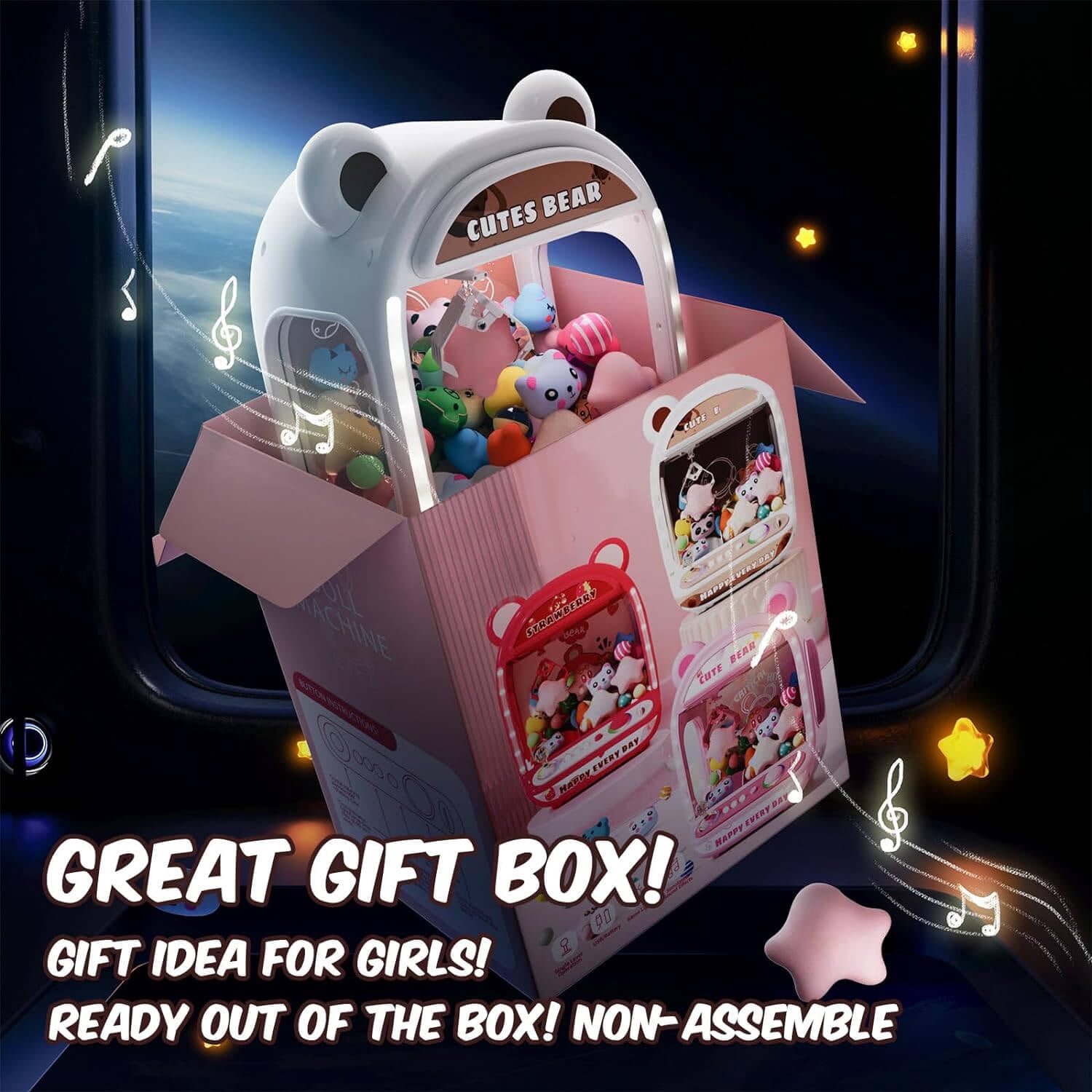 Ruvince Claw Machines Kids Arcade Mini Vending Machine with Squishy Toy Candy Dispenser Machine,Claw Game Machine Gifts for Boys Girls