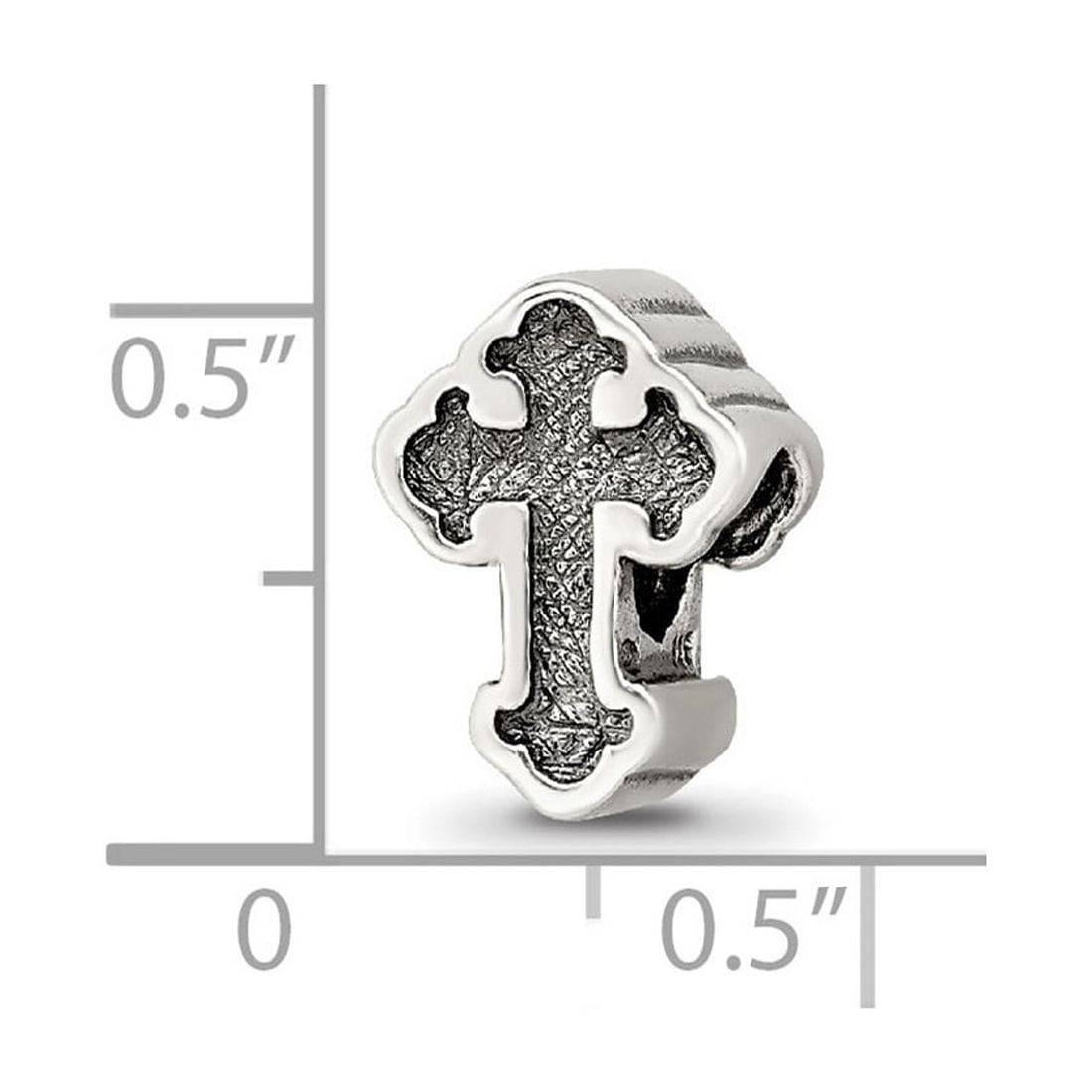 925 Sterling Silver Polished Oxidized Reflections Budded Religious Faith Cross Bead Charm 11.82x8.18mm Wide Pendant Neck