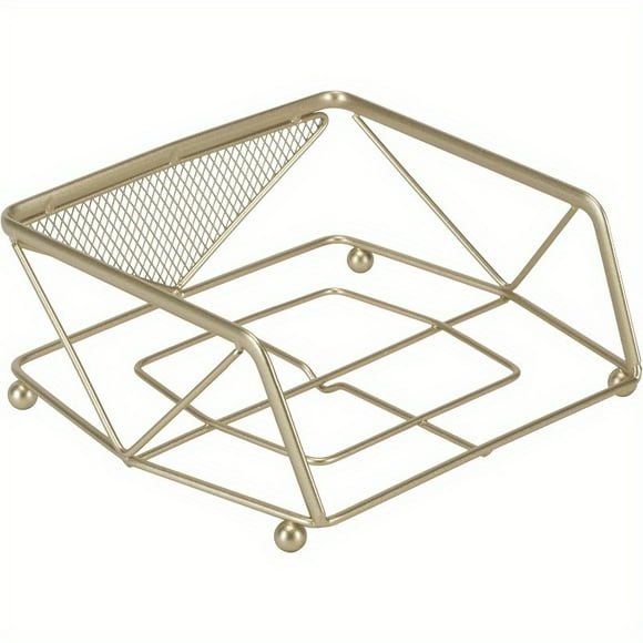 QUTETN Geode Free Standing Napkin Holder Dimensions 8. 25"x 7"x 3. 25" Geometric Design Freestanding Rust Resistant Kitchen Accessories Satin Golden