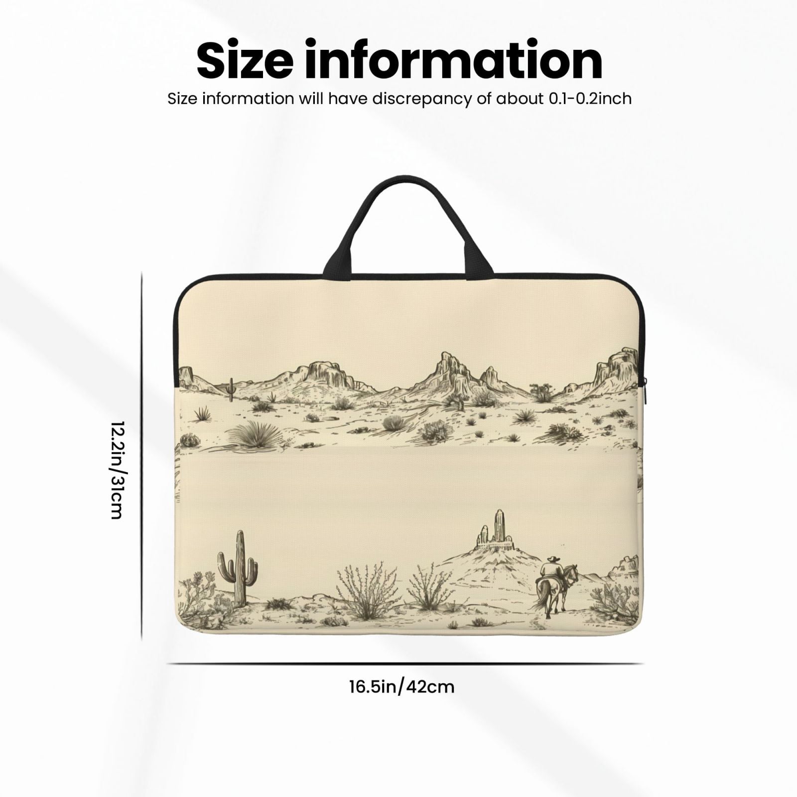 Laptop Sleeve Bag For Women Men 14inch Waterproof Durable Protective Computer Carrying Cover Handle Laptop Case Bag Desert Landscape Mountains Cacti Cowboy (1)