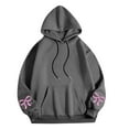 thumbnail image 2 of VBTAPA Oversized Hoodies for Women Cute Bow Print Hooded Sweatshirt Loose Casual Drawstring Pullover Hoodie Teen Girls Aesthetic Sweatshirt with Kangaroo Pocket Dark Gray L, 2 of 5