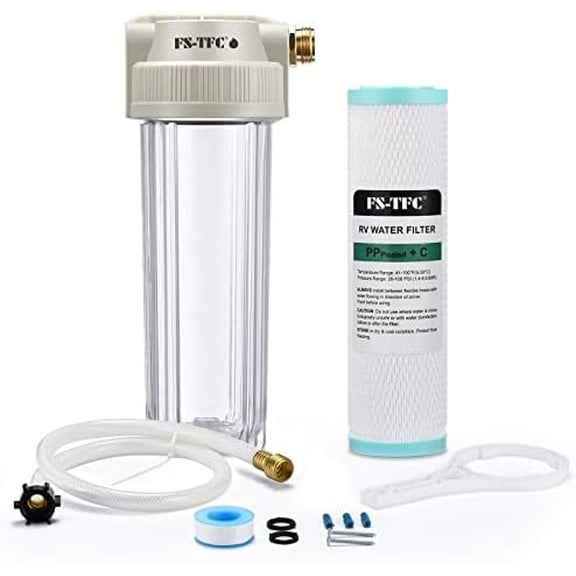 RV Water Filter System Reduces Bad Taste, Odors, Chlorine, Sediment for RVs, Gardening, Farming, Pets and Marines, Drinking & Washing Filter