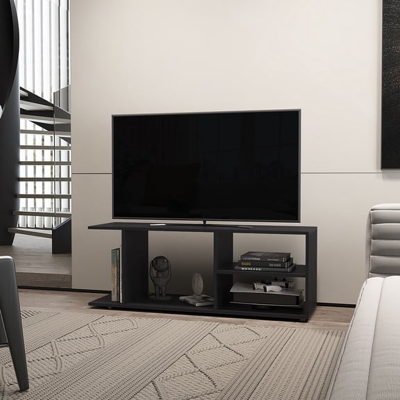 LHYY TV Rack in Melamine with Open Storage,Black