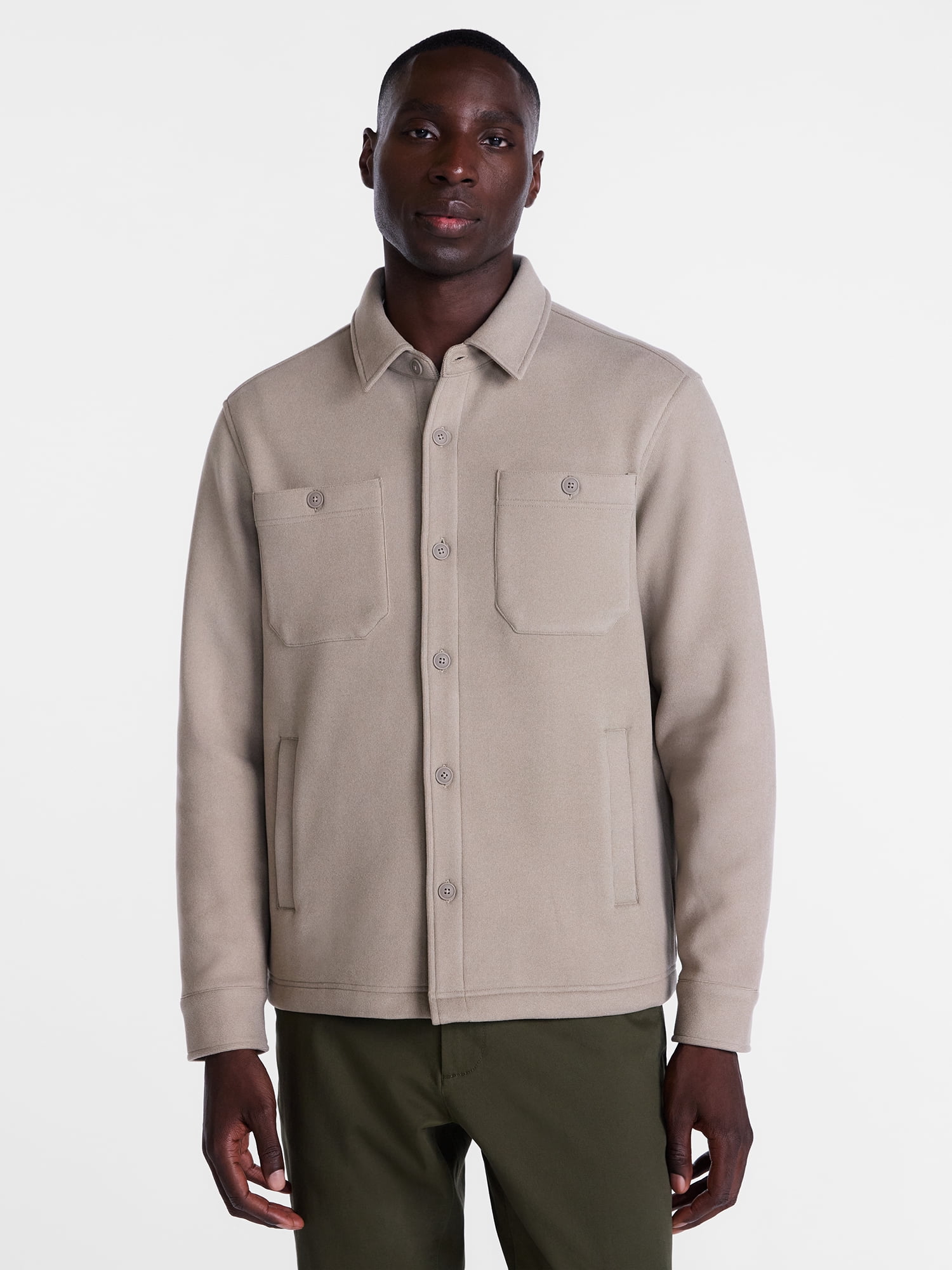 George Men's and Big Men's Fleece Knit Shirt Jacket with Long Sleeves, Sizes S-3XL