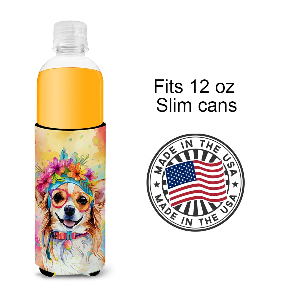 Chihuahua Hippie Dawg Hugger for Ultra Slim Cans 4 in x 6.5 in