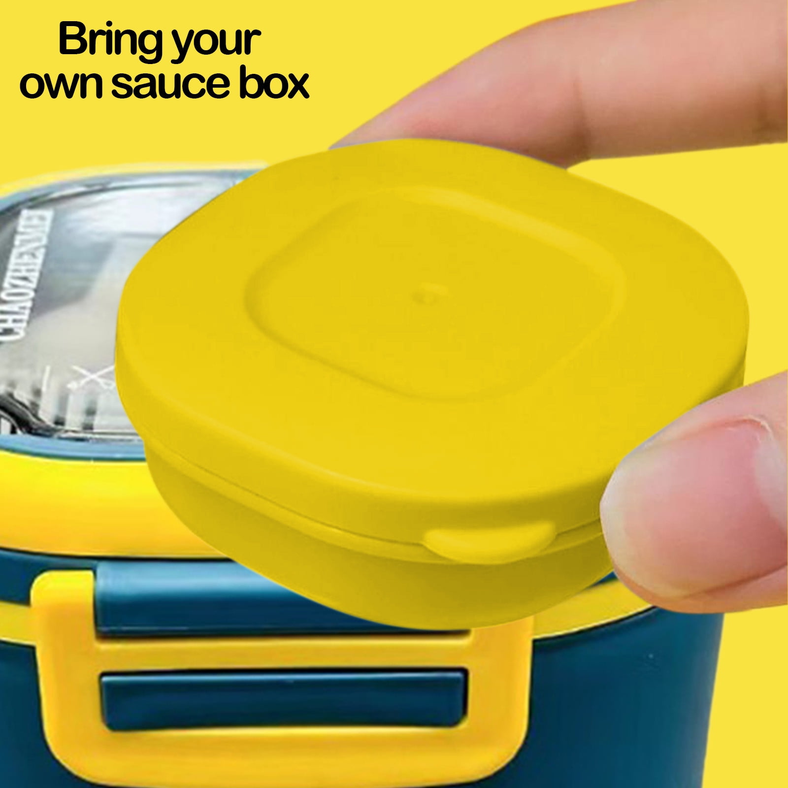 Lunch Box with Utensils & Sauce Cup, Insulated Bento Box for Adults, Leak Proof Single Compartment Food Container for Work, Sch-ool, Office & Picnic, Blue