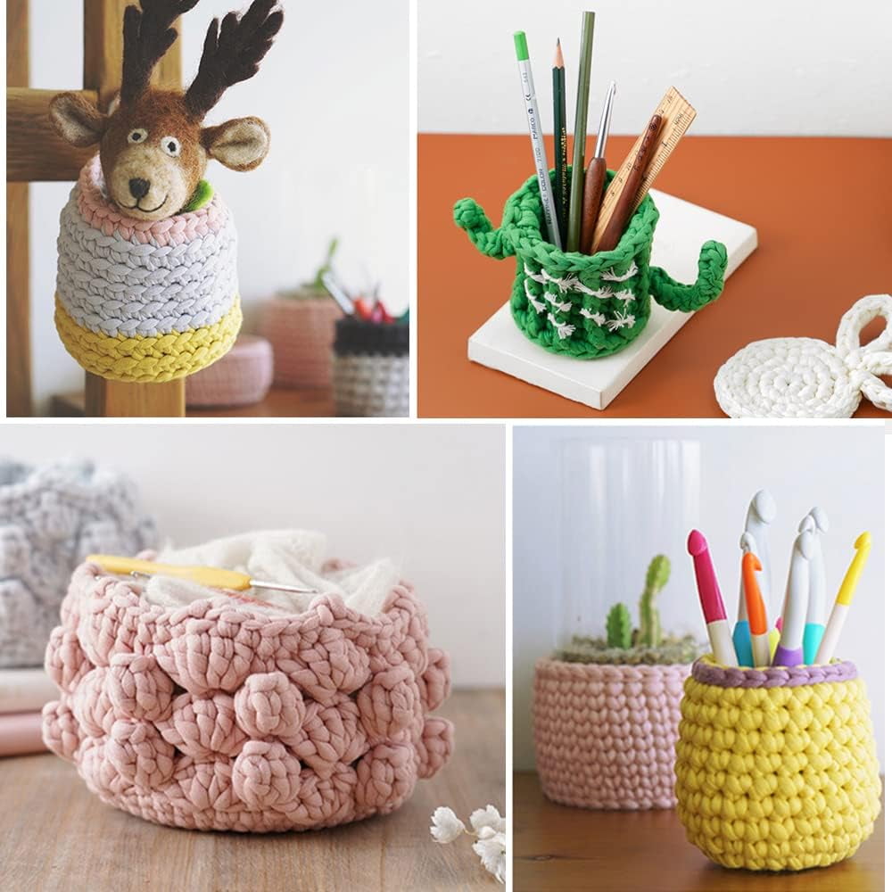 AIGIA T-Shirt Yarn Elastic Fabric Crochet Cloth Yarn Thick Knitting Yarn for Hand DIY Bag Blanket Cushion Crocheting Projects( 2/4/6PCS )