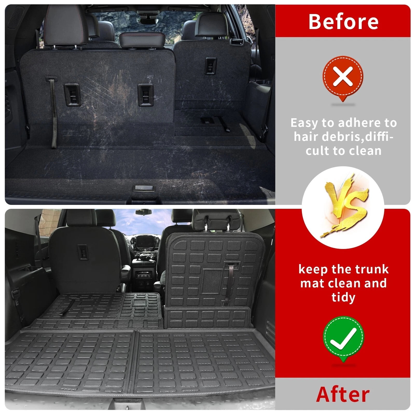 Floor Mats for 2018-2023 Chevrolet Traverse (Fit 2024 Traverse Limited) 7 Seats Cargo Liner Back Seat Cover 2023 Chevy Traverse Accessories (Trunk Mat+Backrest Mats+Floor Mats)