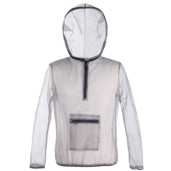 Ultralight Mesh Hooded Bug Jacket Anti-mosquito See Through Protective Mesh Shirt Insect for Camping Hiking Fishing Gardening
