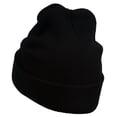 thumbnail image 3 of Diamond Embroidered Cuff Long Black Beanie - Lavender OSFM, 3 of 5