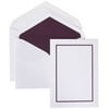 JAM Wedding Invitation Set, Large, 5 1/2 x 7 3/4, Bold Border Set, Purple Card with Purple Lined Envelope, 100/pack