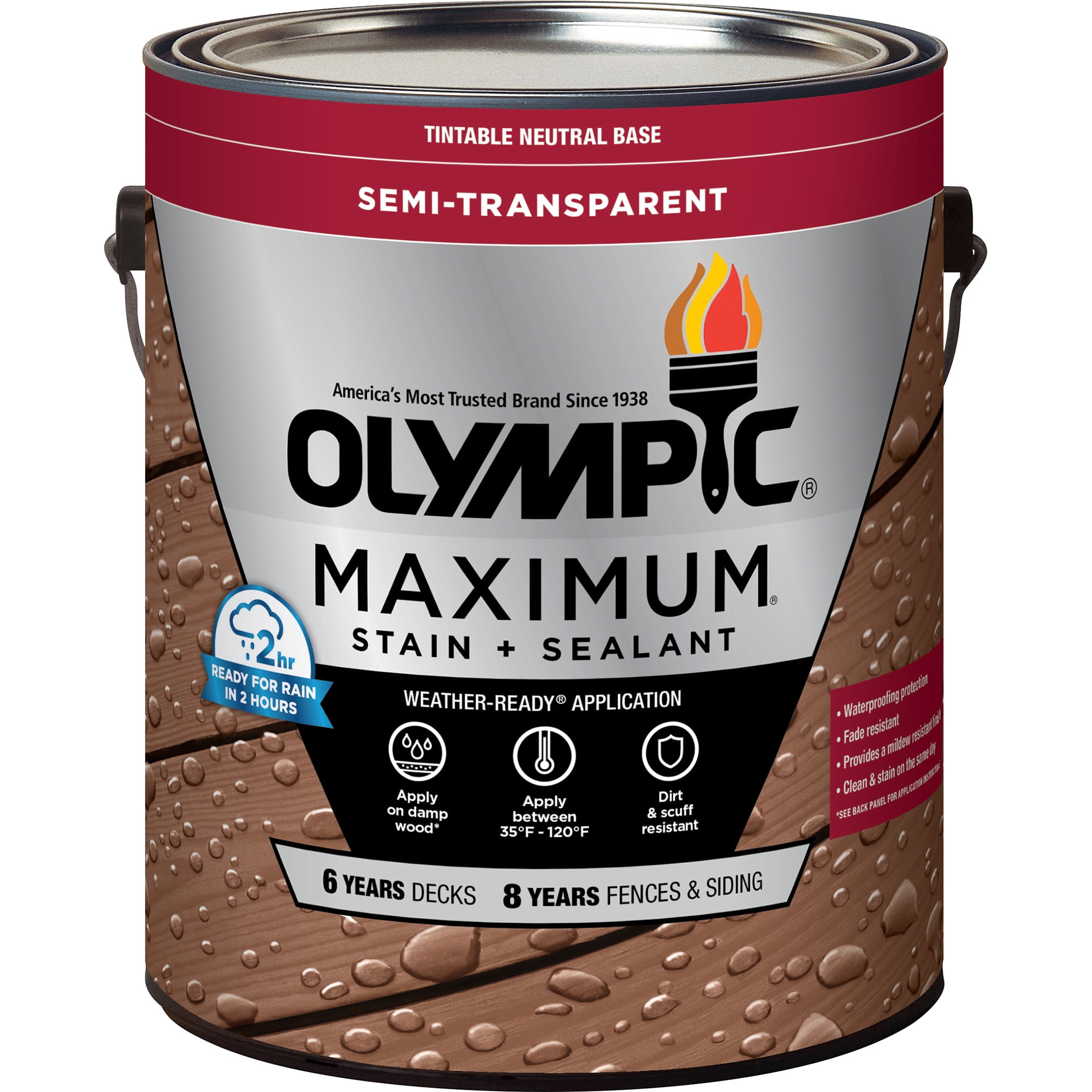 Olympic Maximum 1 Gallon ST-2025 Storm Gray Semi-Transparent Exterior Stain and Sealer in One Low VOC