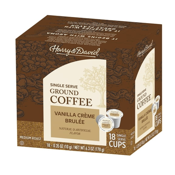 Harry & David Single Serve K-Cups Ground Coffee Vanilla Creme Brûlée , One Box of 18 K-Cup Servings