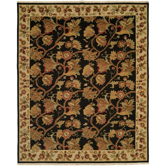 K2 Floor Style Soumak Black/Ivory Hand Made Wool Area Rug
