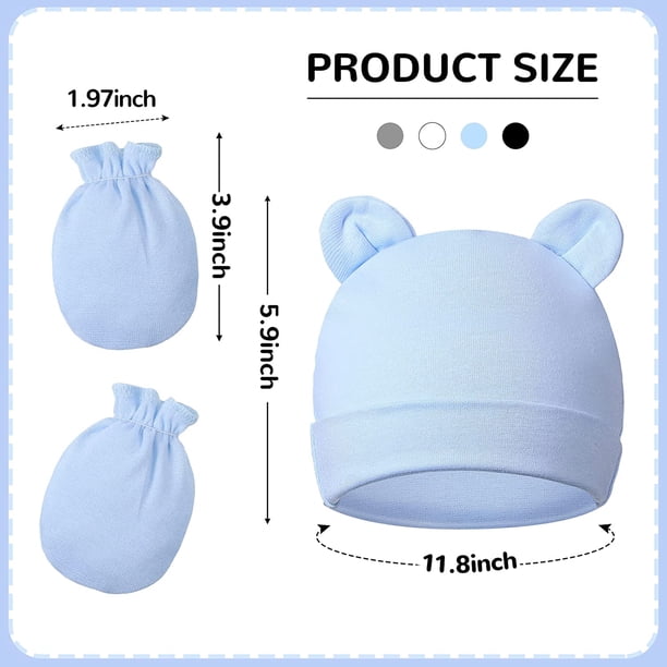 Ensemble Bébé Chapeau + Mitaines + Chaussons En Coton Doux - Couvre-mains Anti-grattage, Coloré