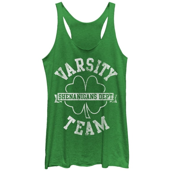 Women's Lost Gods Shenanigans Dept Varsity Team  Racerback Tank Top Envy Green Large