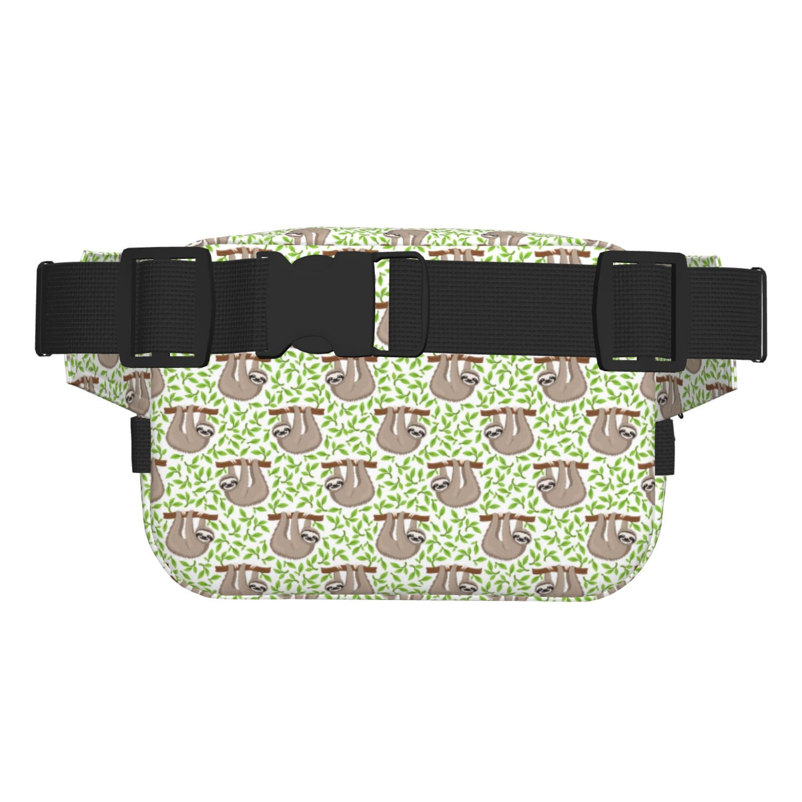 Picia Cute Animal Sloth On A Branch Print Square Double-Layer Waist Bag Mini Adjustable Waist Belt Bag Exercise Running Travel Hiking