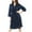 Navy Blue, variant on Unique Bargains Women's Nightgown 3/4 Sleeve Kimono Robe Waffle Bathrobe with Pockets Gray m