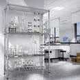 thumbnail image 3 of IZEUK 4-Tier Industrial Wire Shelving, Heavy Duty Metal Storage Rack 3400 LBS Capacity, Adjustable Utility Shelf with 25.4mm Steel Pipes, 59.1"W x 17.7"D x 70.4"H, Chrome, 3 of 8