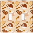 thumbnail image 2 of Metal Light Switch Wall Plate Outlet Cover (Mocha Coffee Bean Espresso Cup Cappuccino Beige - Double Toggle), 2 of 2
