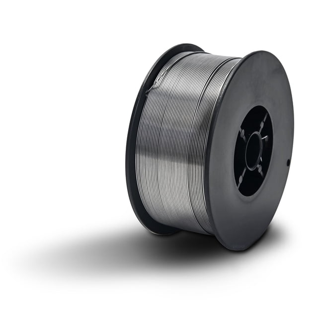 rollo de microalambre flux core de soldadura de 1 kg .8 mm picool microalambre soldadura plata, carrete 3/4 frontal con alambre plateado enrollado de 0.8 mm, peso 1 kg, núcleo de fundente para soldar sin gas, compatible con máquinas MIG y apto para acero al carbono, acero inoxidable y aluminio; a menudo usado para reparaciones móviles y trabajos al aire libre.