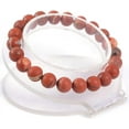 thumbnail image 2 of Natural Matt Frosted Red Jasper Gemstone 8mm Round Beads Stretch Bracelet 7 Inch Unisex, 2 of 2