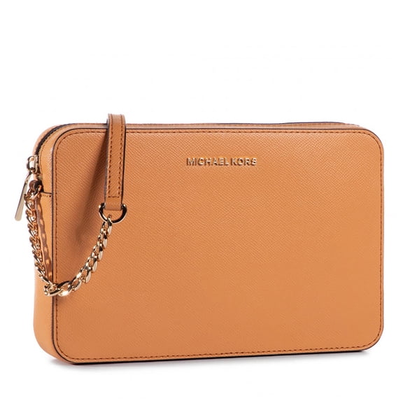 Michael Kors Women's Jet Set East West Crossgrain Leather Crossbody Bag (Cider)