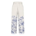 thumbnail image 5 of Casual Pants for Women Retro Printed Loose Pocket Patchwork Cotton Linen Casual Pants, 5 of 6