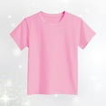 thumbnail image 2 of shoper Girls Shirt Solid Color Baggy Soft Cotton Short Sleeve Round Neck Tees Pullover Back To School Shirt T-Shirts Toddler To Big Kid Pink 90, 2 of 4