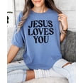 thumbnail image 3 of Jesus Loves You Shirt for Women Christian Faith Easter Inspirational Distressed Tee Blue Jean Shirt Adult Small, 3 of 7