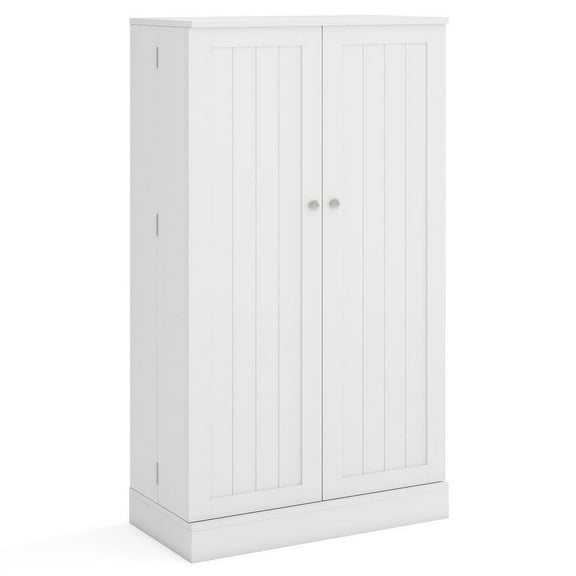 Resenkose 41-Inch Tall Kitchen Pantry Cabinet with Secure Doors and Adjustable Storage Shelves, White