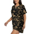 thumbnail image 2 of Naloa Modern Golden Butterfly Women's Short-Sleeved Pajama Set, Loungewear, Summer pajamas, Breathable Cozy - 4X-Large, 2 of 9