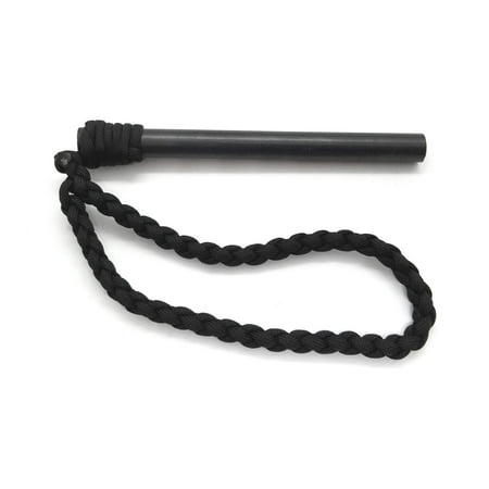 Ferro Rod Fire Starter - The BigDaddy - Black - 6in by 1/2in with 550 Paracord Loop Handle by Sirius